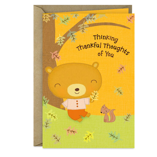 Thankful Thoughts and Love Thanksgiving Card for Kids, 