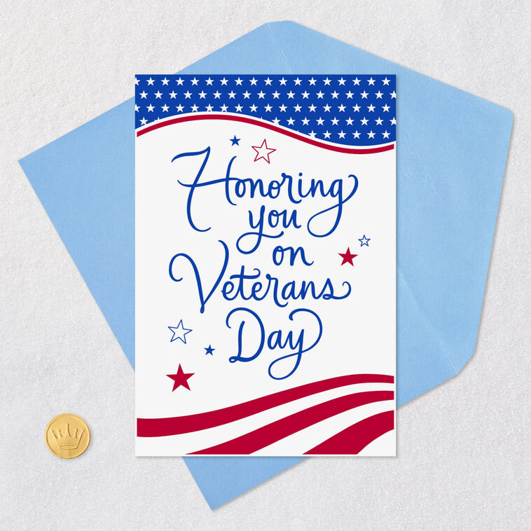 Patriotic Stars and Stripes Veterans Day Card Card Front with Envelope and Gold Seal image number 5