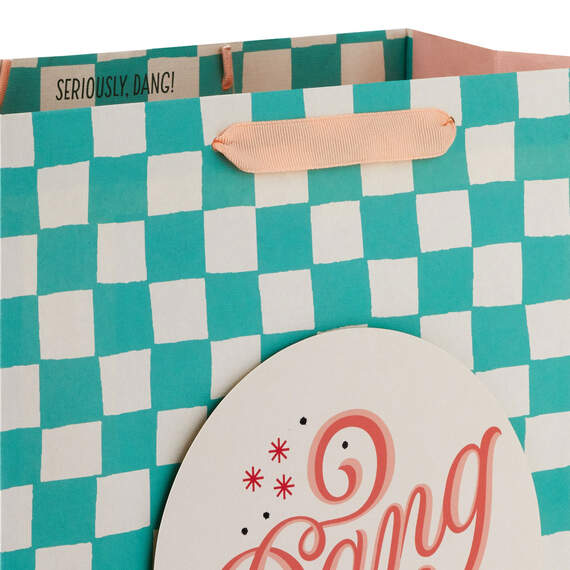 13" “Dang” Green Check Large Gift Bag, , large image number 4