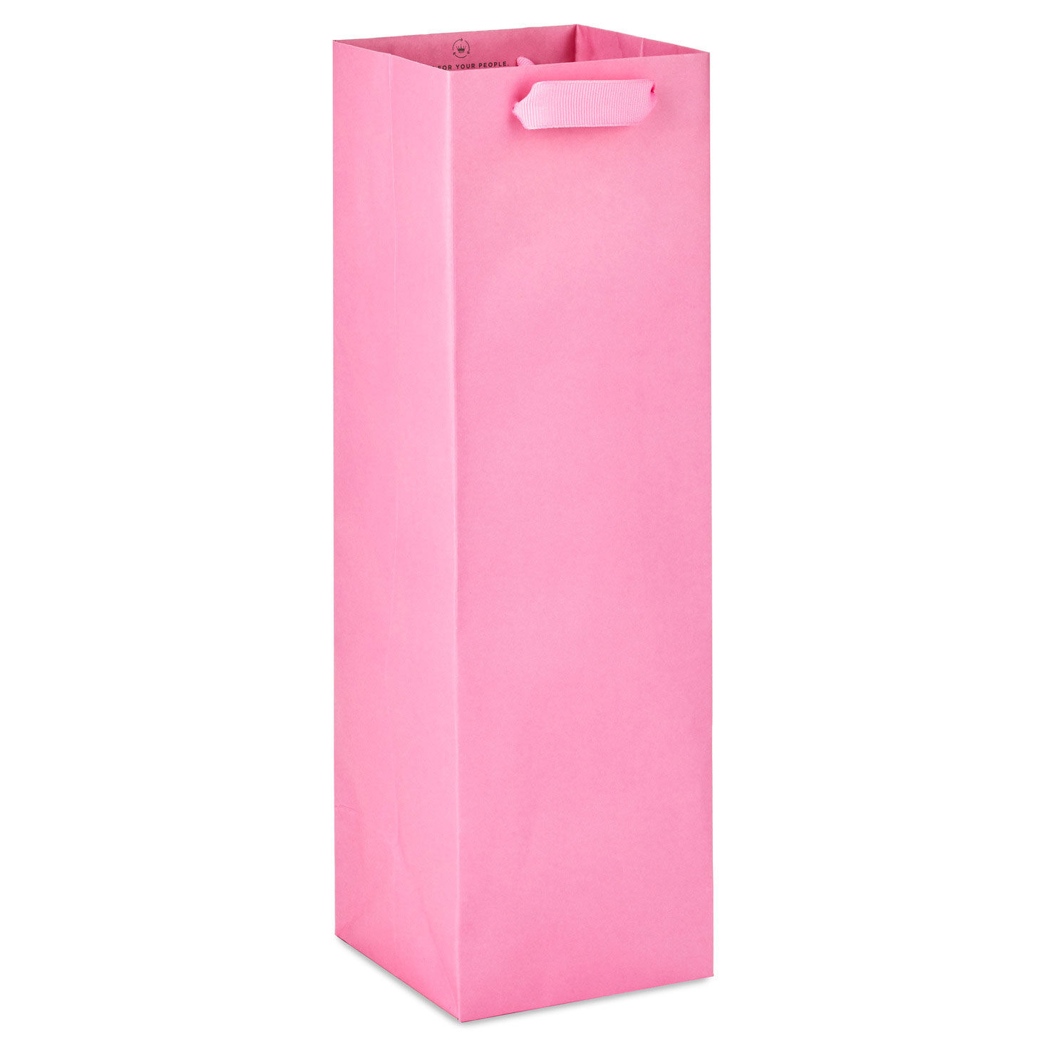 Solid Pink Wine Bottle Gift Bag Front image number 1