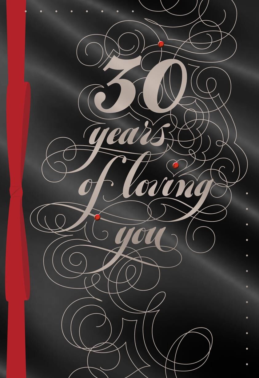 Gold Scrollwork 30th Anniversary Card