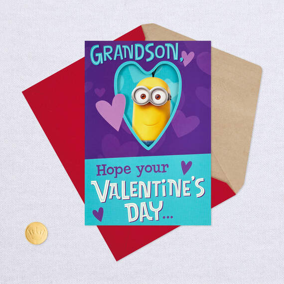 Minions Fun Surprise Pop-Up Valentine's Day Card for Grandson, , large image number 6