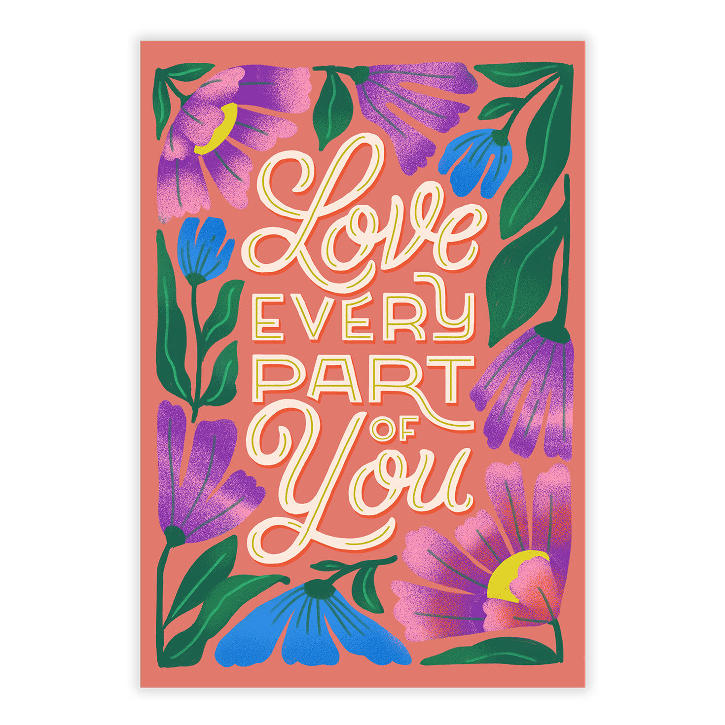 Pink Blue Wildflowers Art Personalized Love Card front image number 2