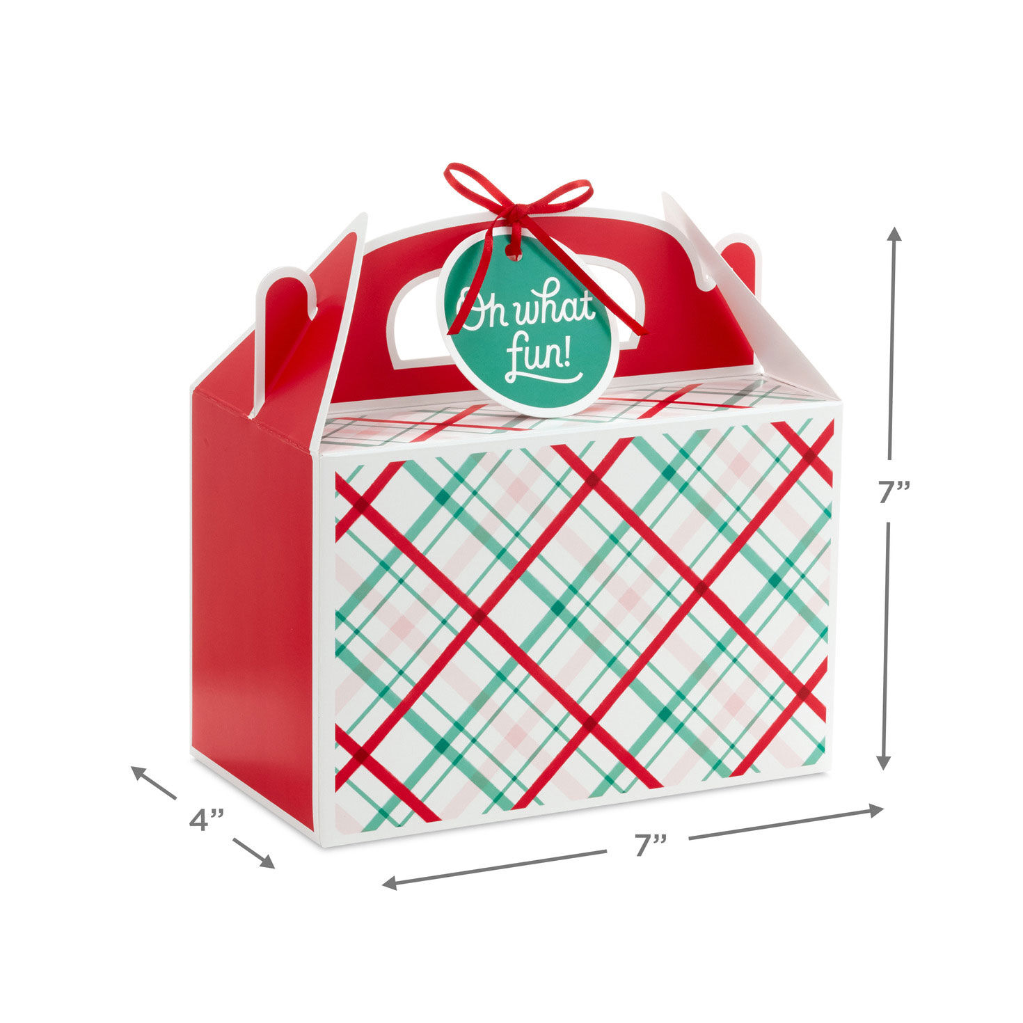 Oh What Fun Plaid 3-Pack Christmas Gable Boxes measurement image number 3