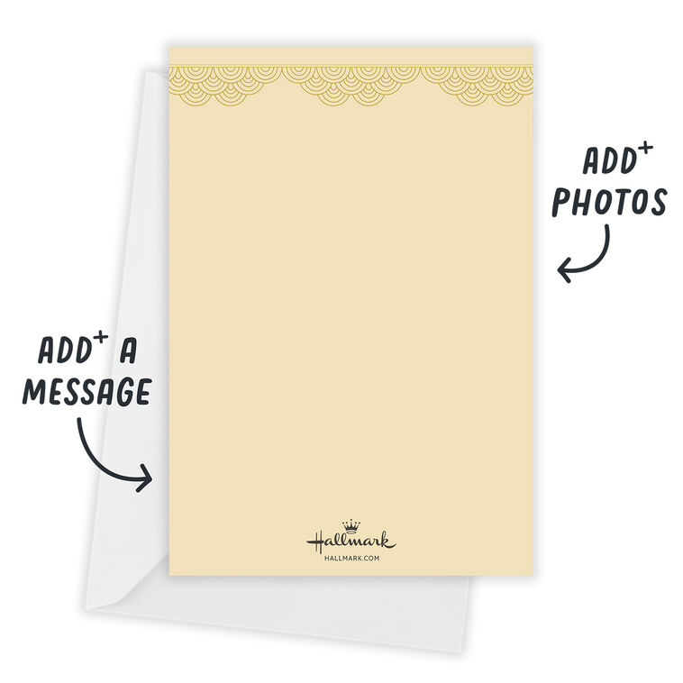 Gold Horse on Red Personalized Lunar New Year Card Card back with Envelope indicating personalization image number 3