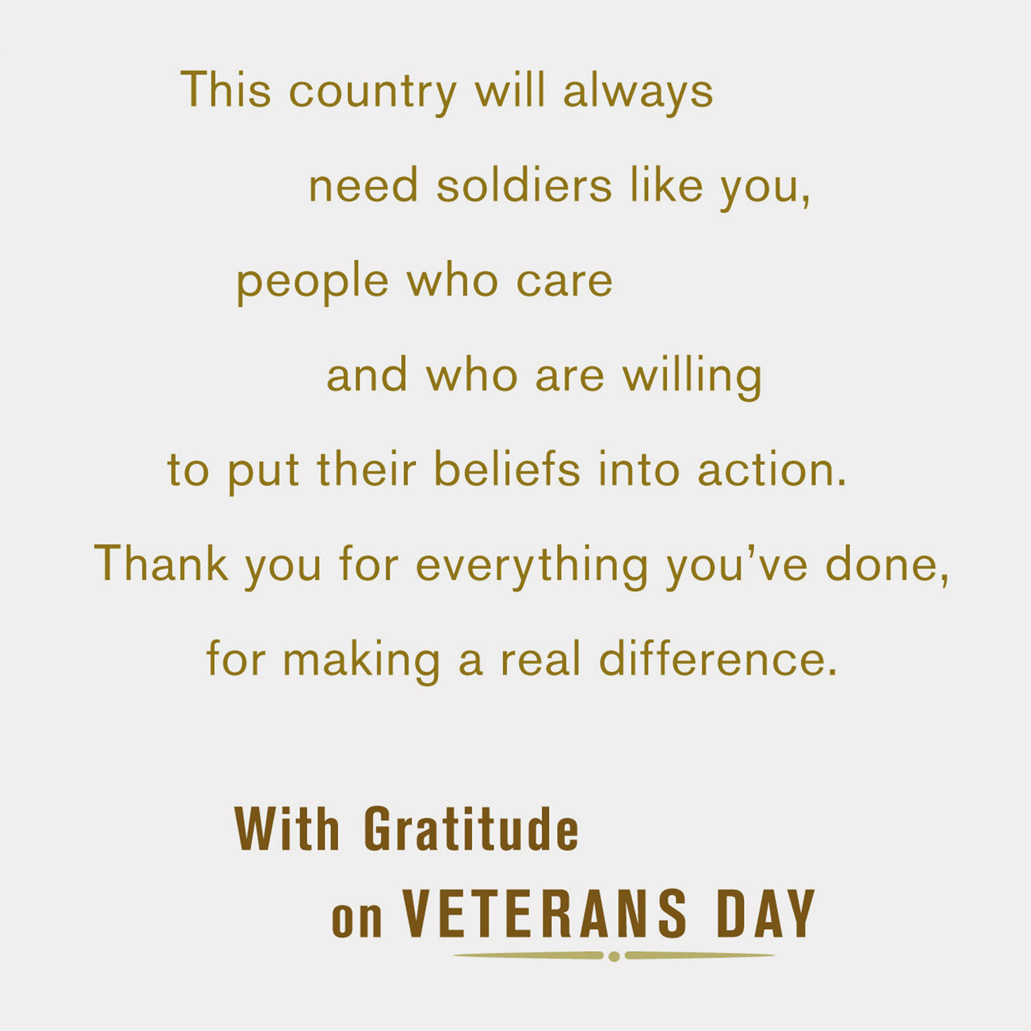 Camo Stars U.S. Army Veterans Day Card SENTIMENT image number 2