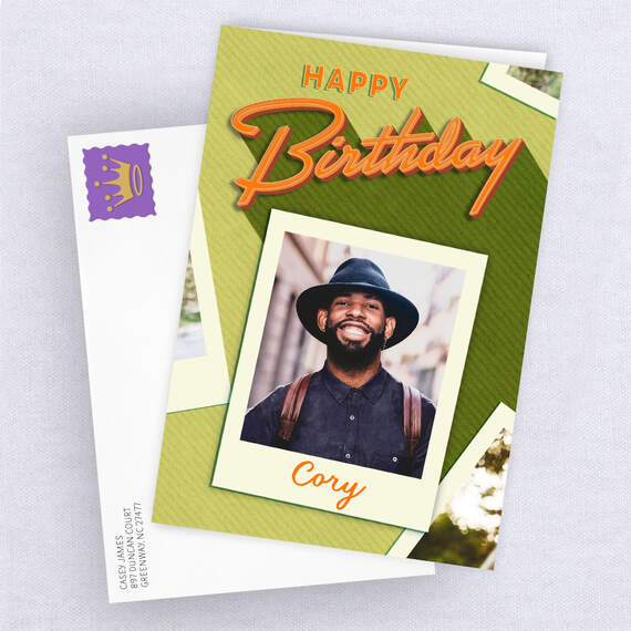 Retro Lettering Folded Birthday Photo Card, , large image number 4