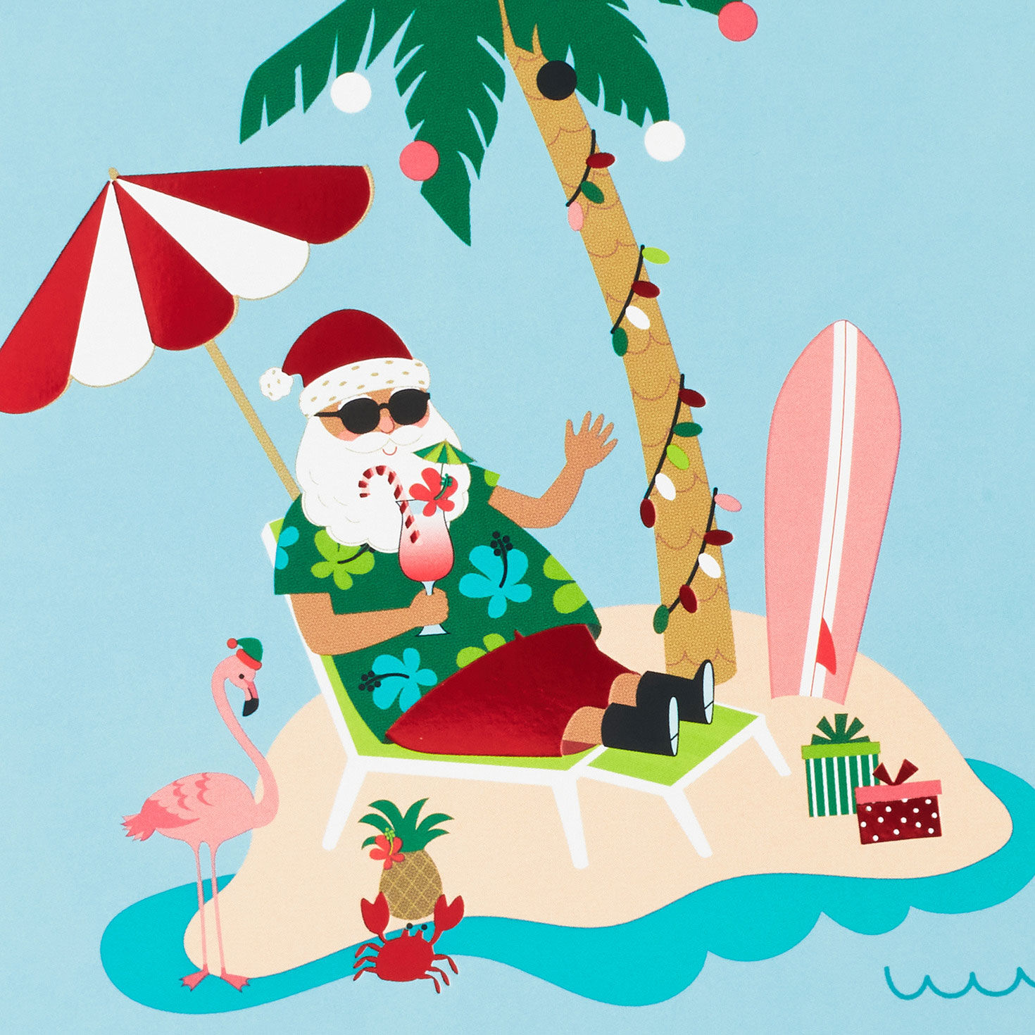 Tropical Santa Boxed Christmas Card Pack card frotn detail image number 5