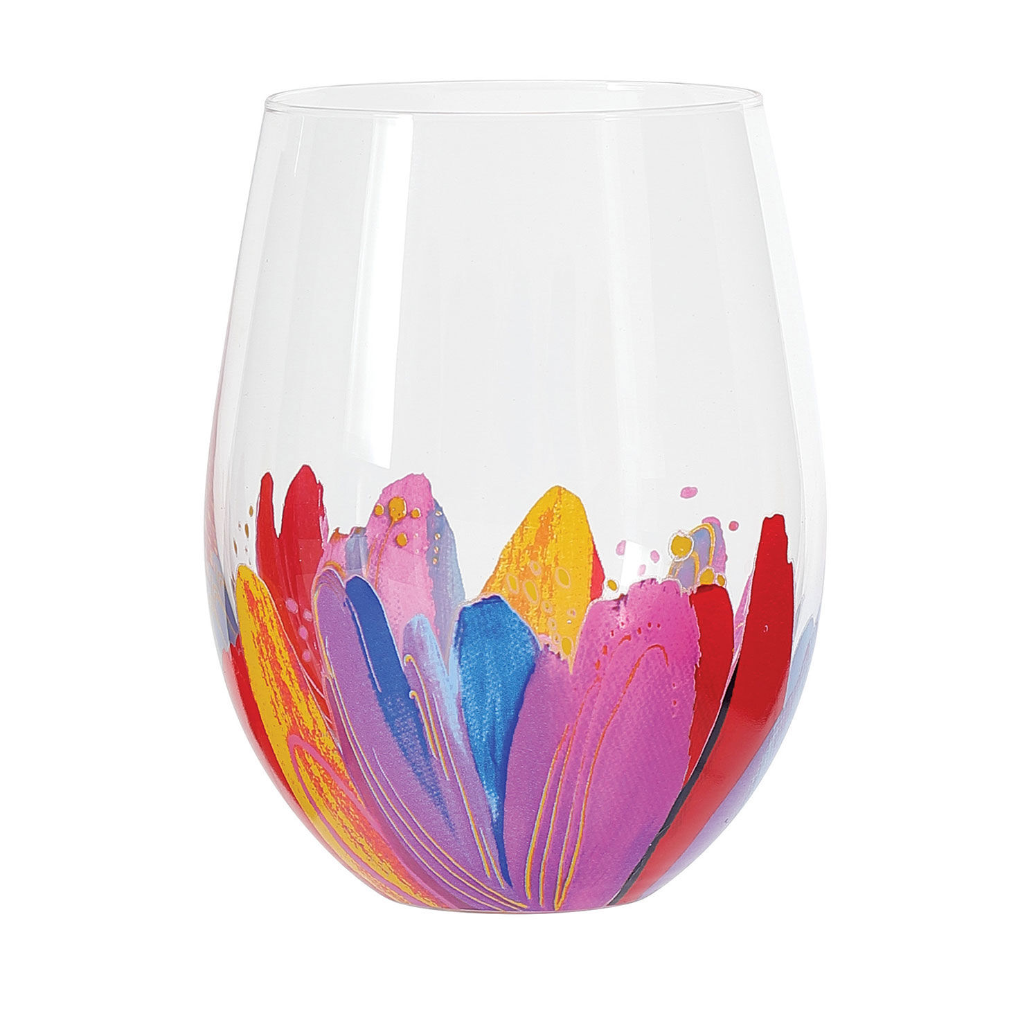 EttaVee Jessi's Garden Stemless Wine Glass, 18 oz. Wine Glasses