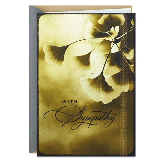 Remembering Him Gilded Leaves Sympathy Card