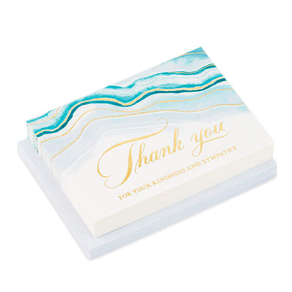 Abstract Waves Boxed Blank Sympathy Thank-You Notes, Pack of 20, , large image number 1
