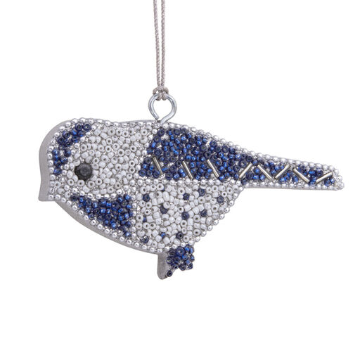 Beaded Blue Bird Wood Hallmark Ornament, 