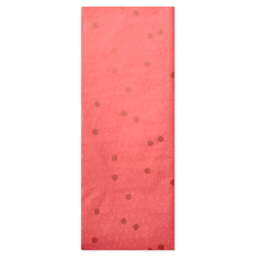 Scattered Gold Dots on Coral Tissue Paper, 4 sheets, 