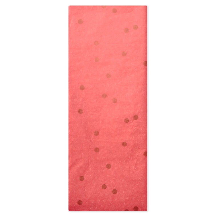 Scattered Gold Dots on Coral Tissue Paper, 4 sheets