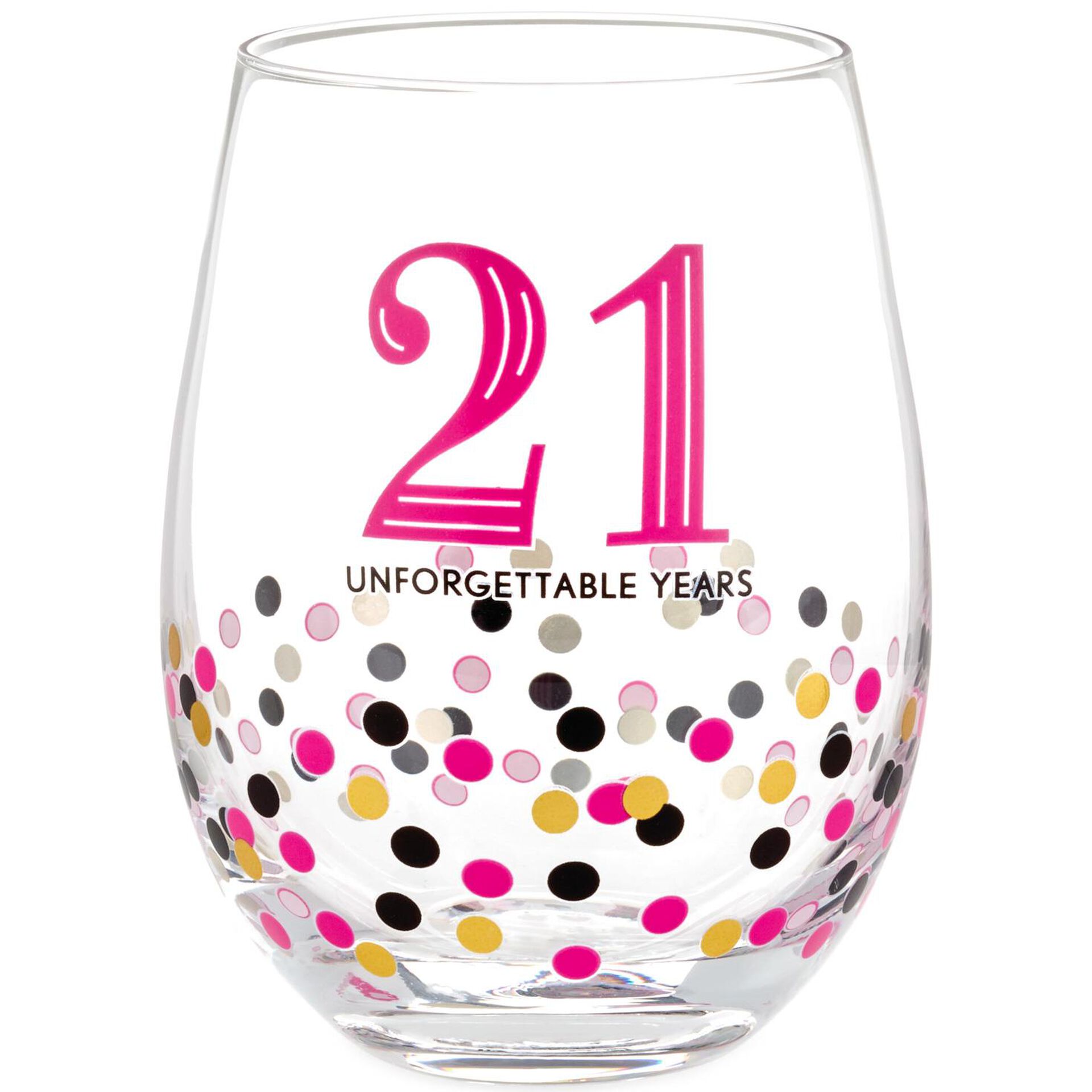 21 Unforgettable Years Confetti Stemless Wine Glass Wine Glasses Hallmark