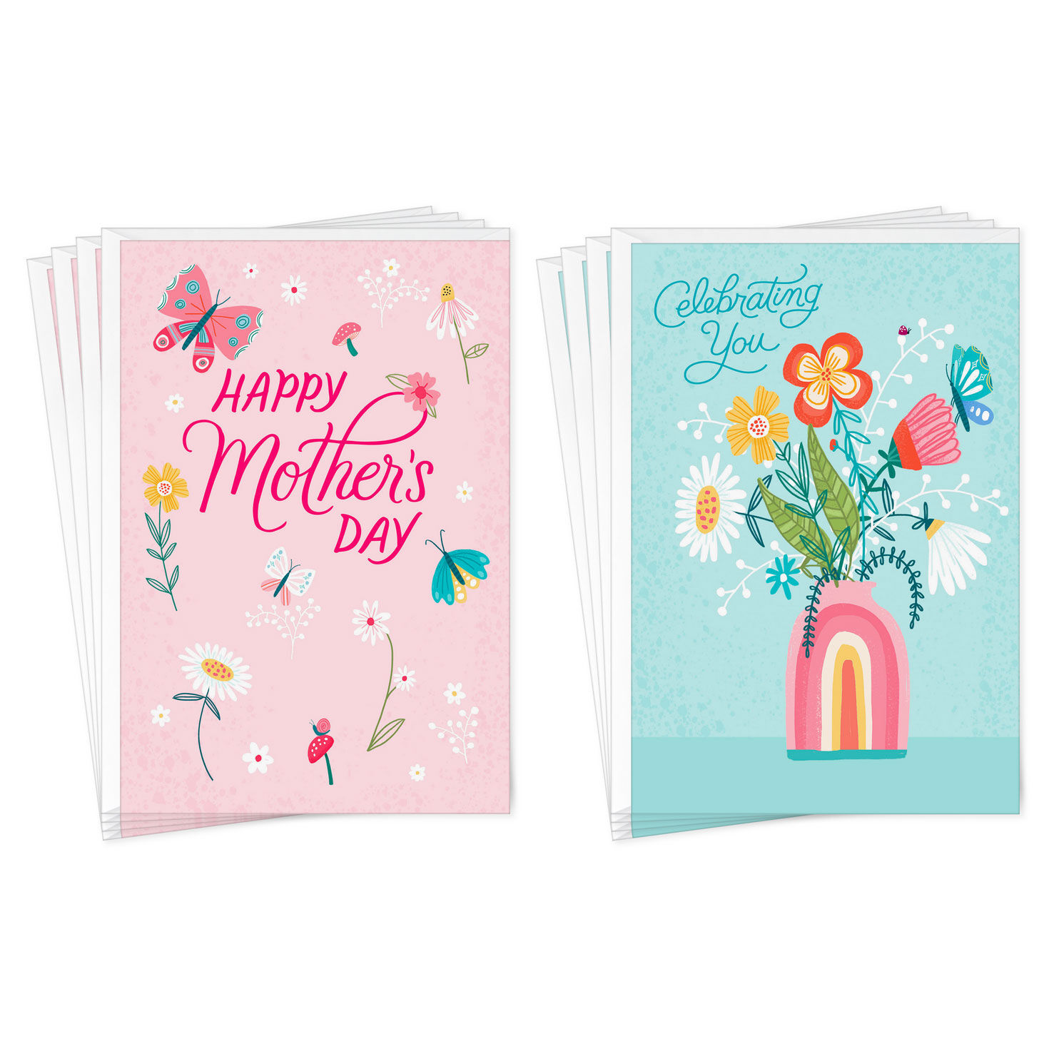 Butterflies and Flowers Mother's Day Cards, Pack of 8