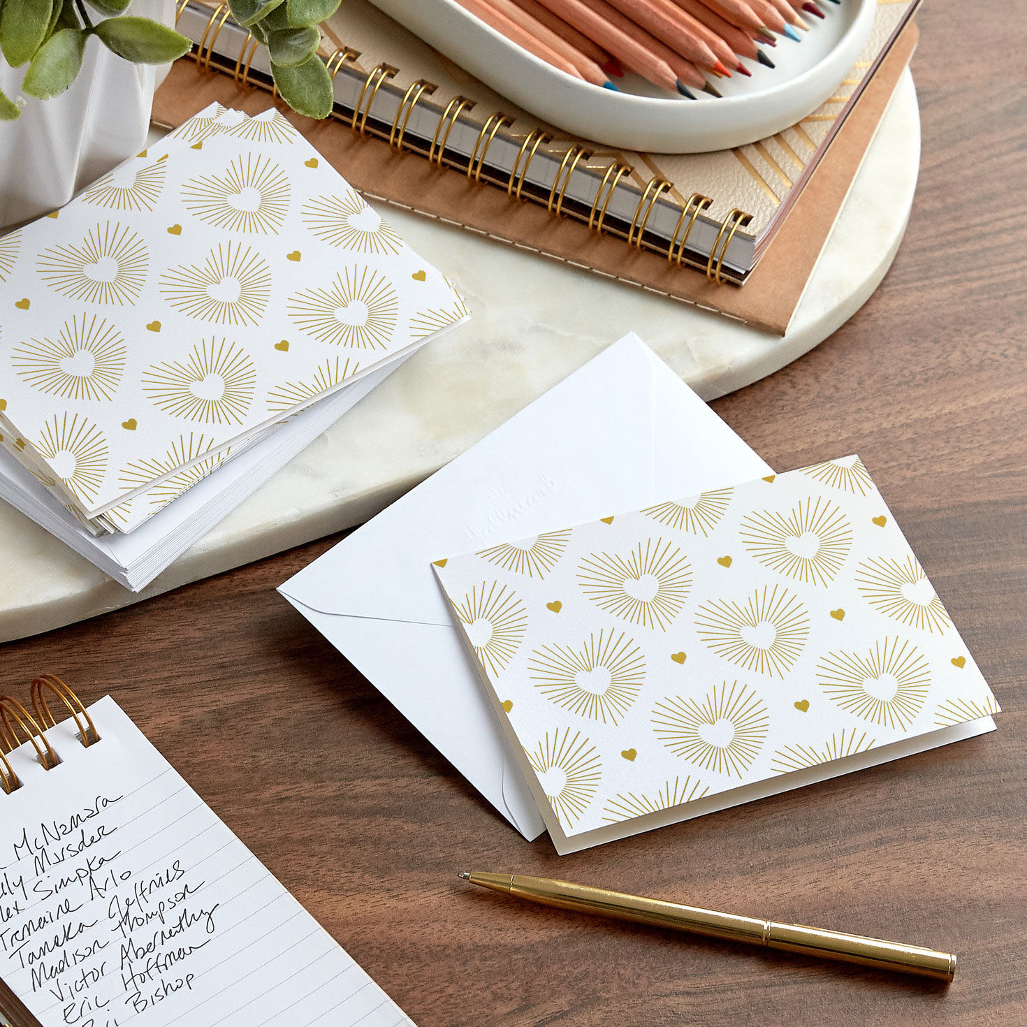 Hearts With Rays on White Blank Cards Pack  image number 6