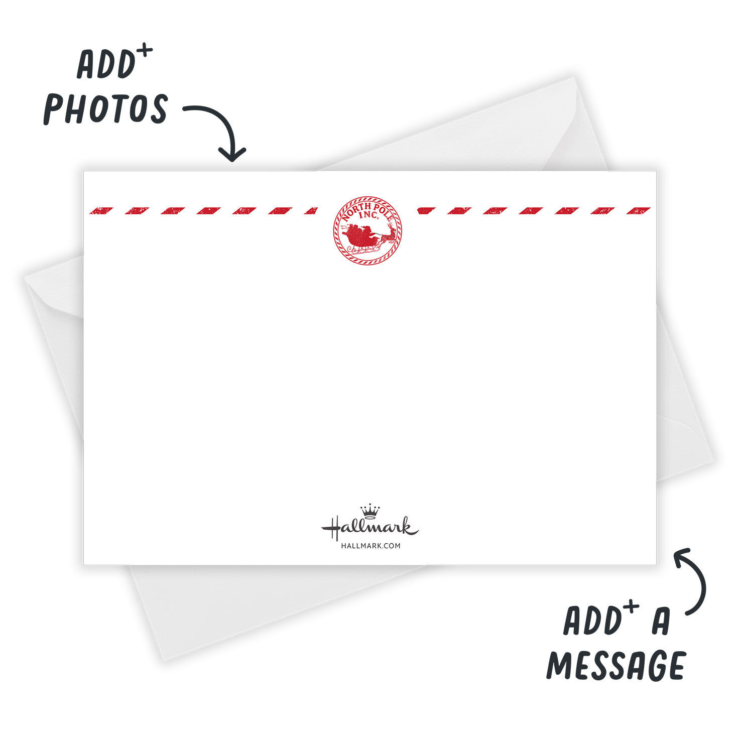 Airmail Border Personalized Christmas Photo Card Open Card with Envelope indicating personalization image number 3