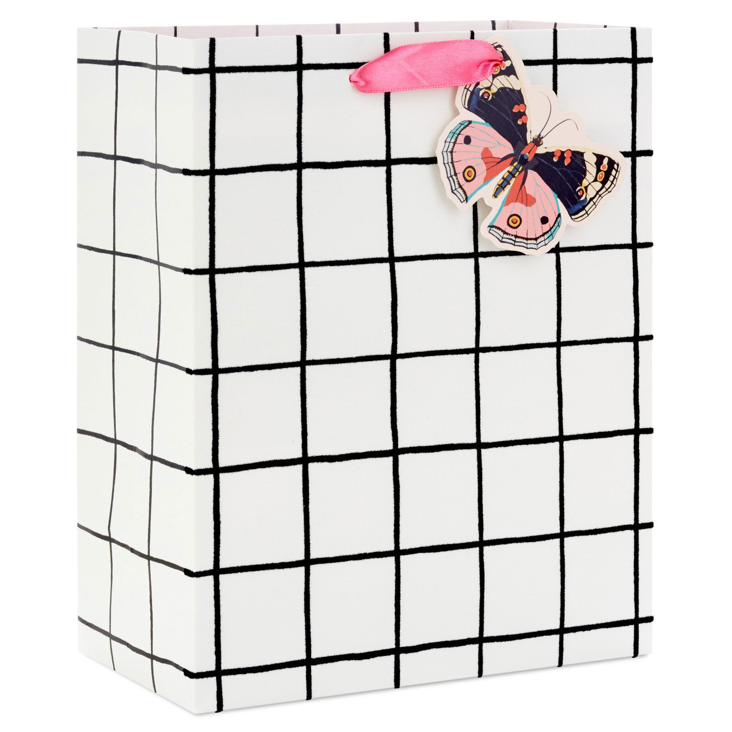 9.6" Black and White Windowpane Medium Gift Bag for only USD 3.99 | Hallmark