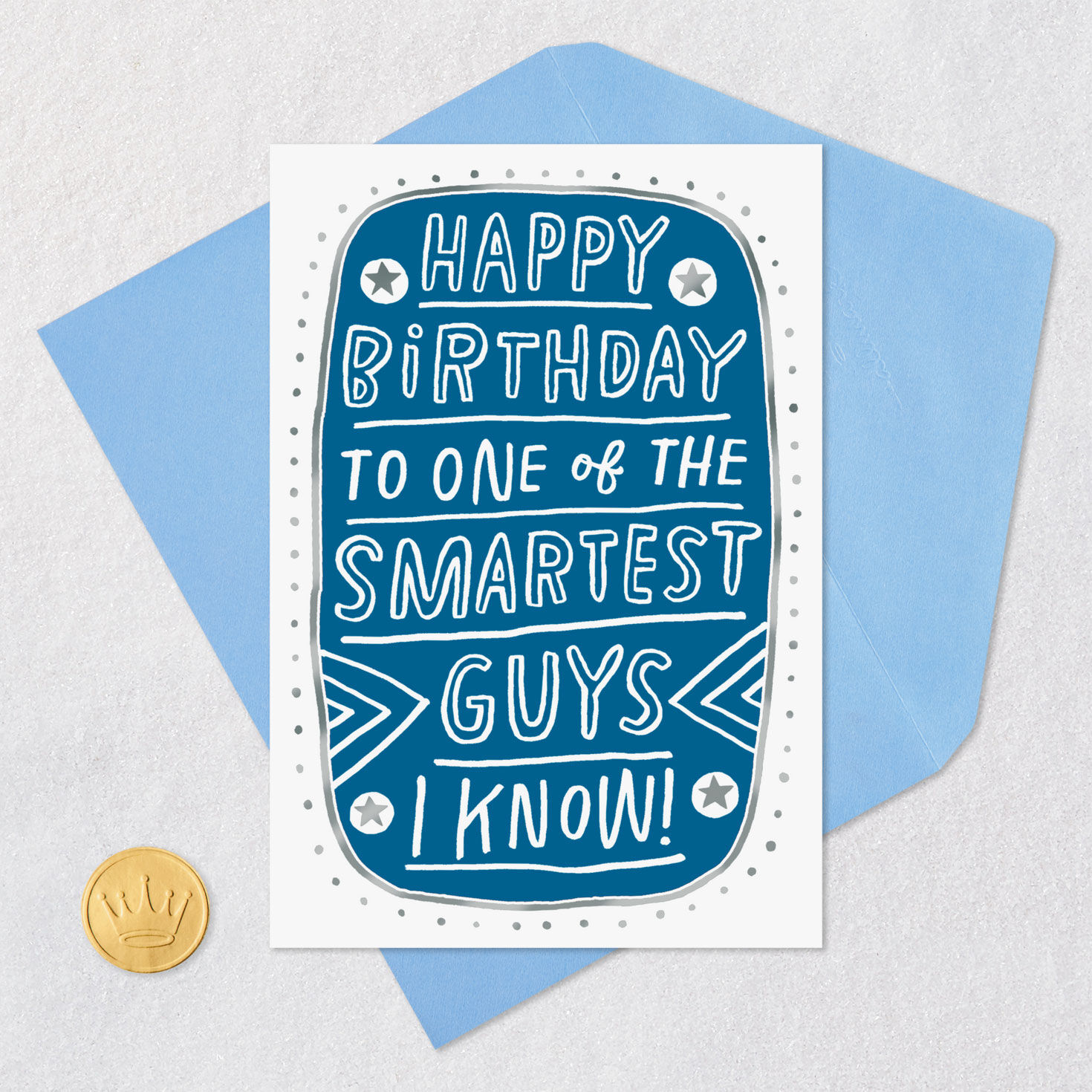 Whimsical Lettering on Blue Funny Birthday Card Card Front with Envelope and Gold Seal image number 5