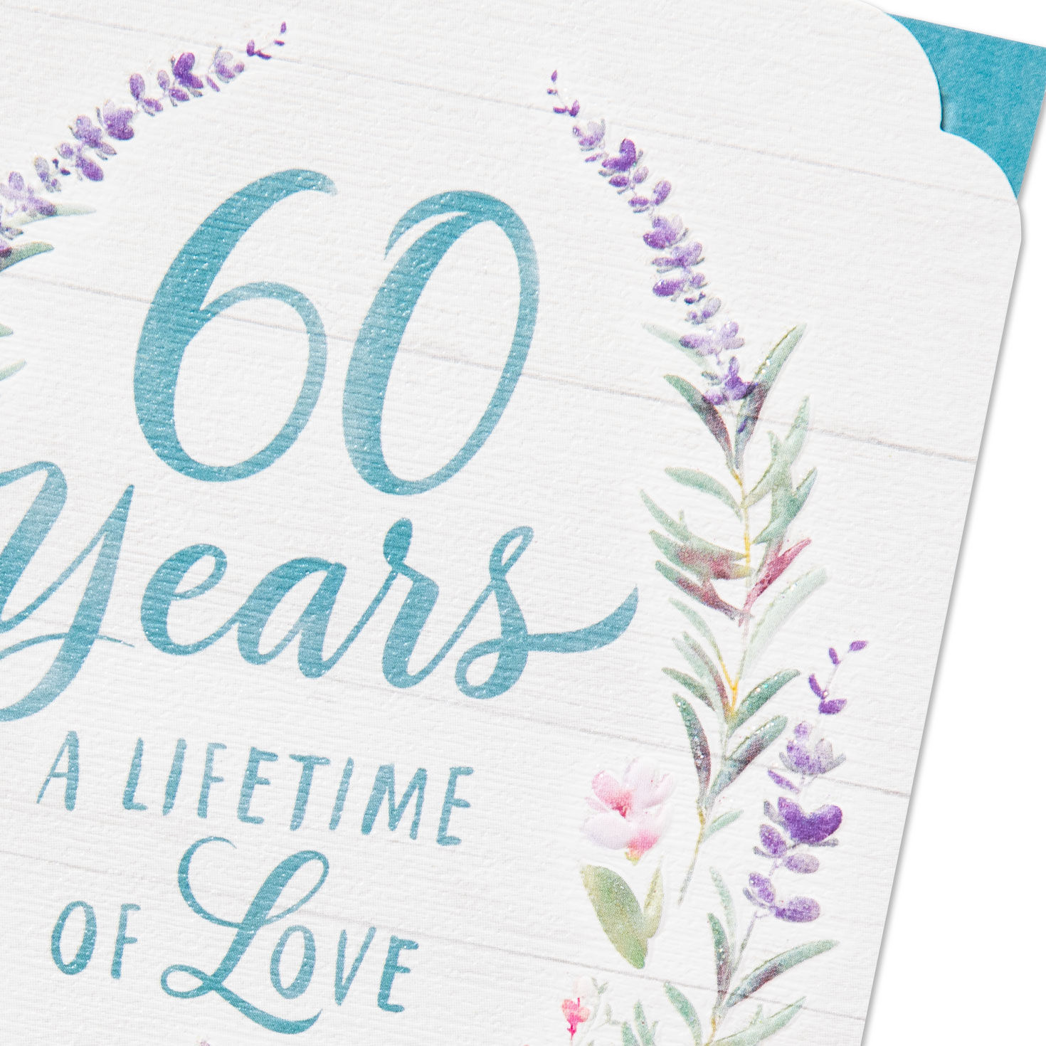 Flowers on White Plank 60th Anniversary Card Card Front Detail image number 5