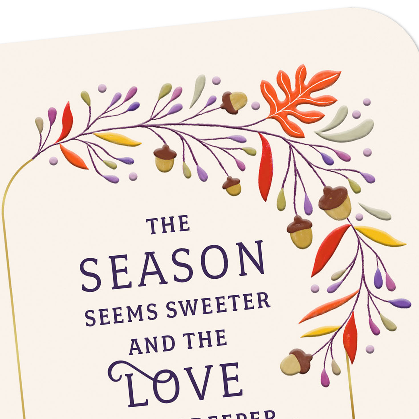 Foliage Framed Quote Thanksgiving Card for Family Card Front Detail image number 4