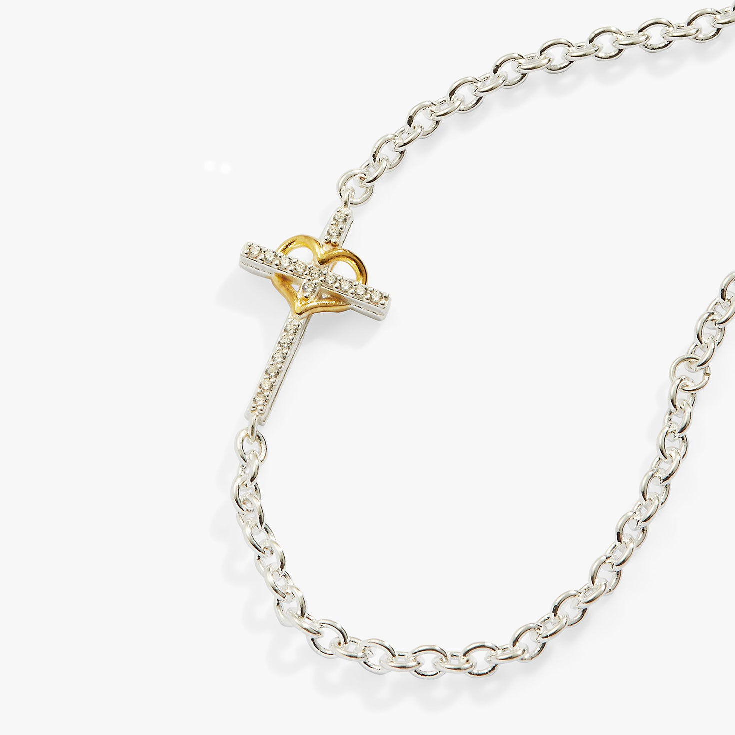 Alex And Ani Cross And Heart Bracelet Sterling Silver closeup view image number 2