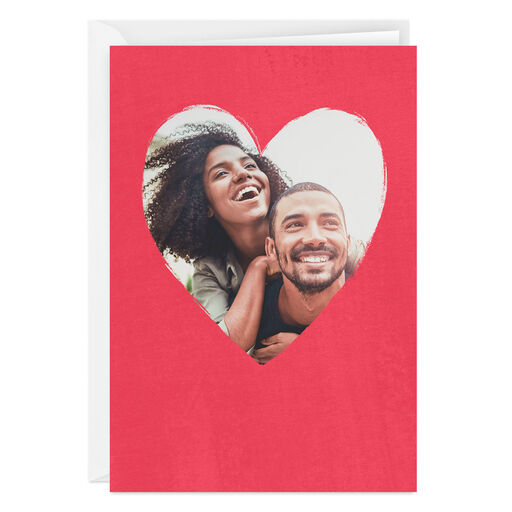 Personalized Red Heart Frame Photo Card, 