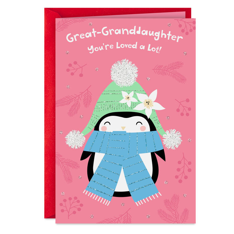 Oh, So Cute and Loved Christmas Card for Great-Granddaughter