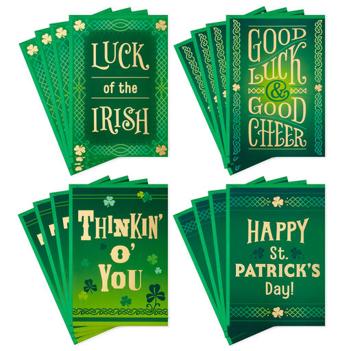 Green and Gold Boxed St. Patrick's Day Cards Assortment, Pack of 16, 