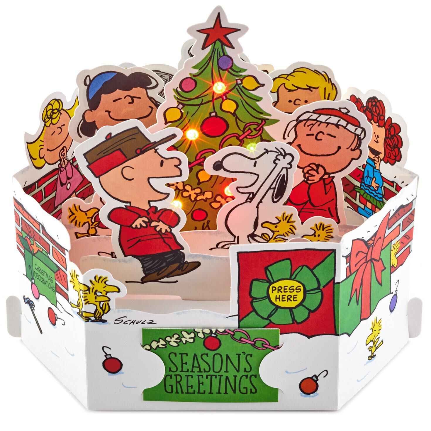Peanuts Tree Celebration Pop Up Musical Christmas Card With Light