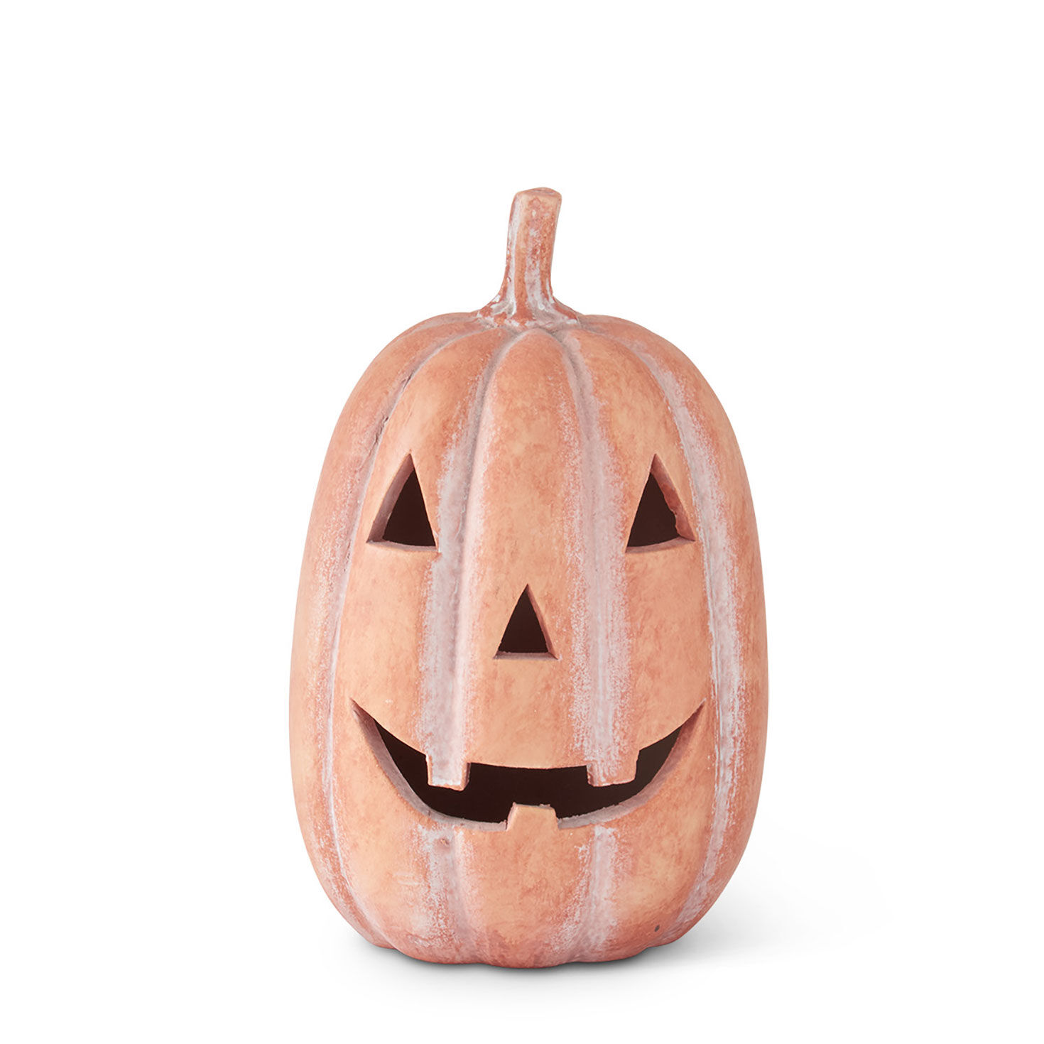 K&K Interiors Small Terra-Cotta Jack-o'-Lantern Decoration, 10"