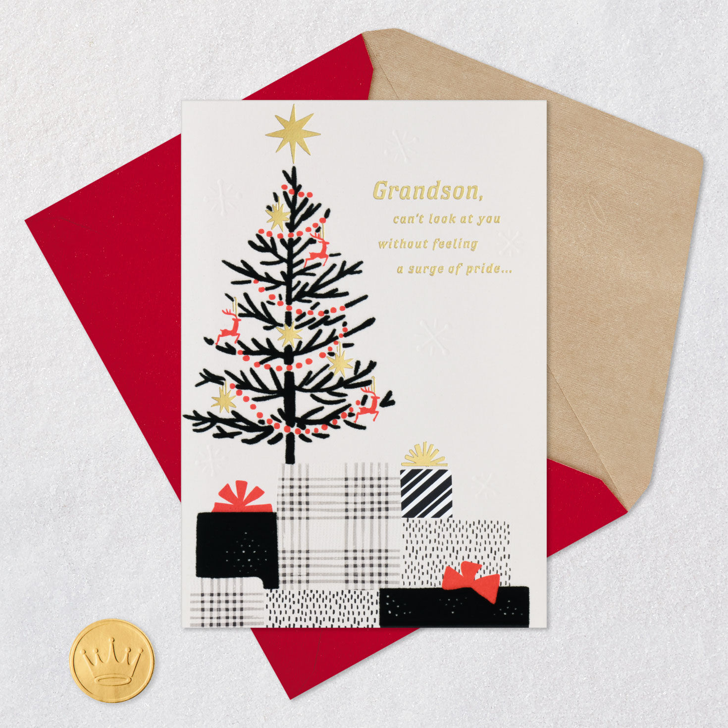 Thinking of You With Love and Pride Christmas Card for Grandson, , large image number 5