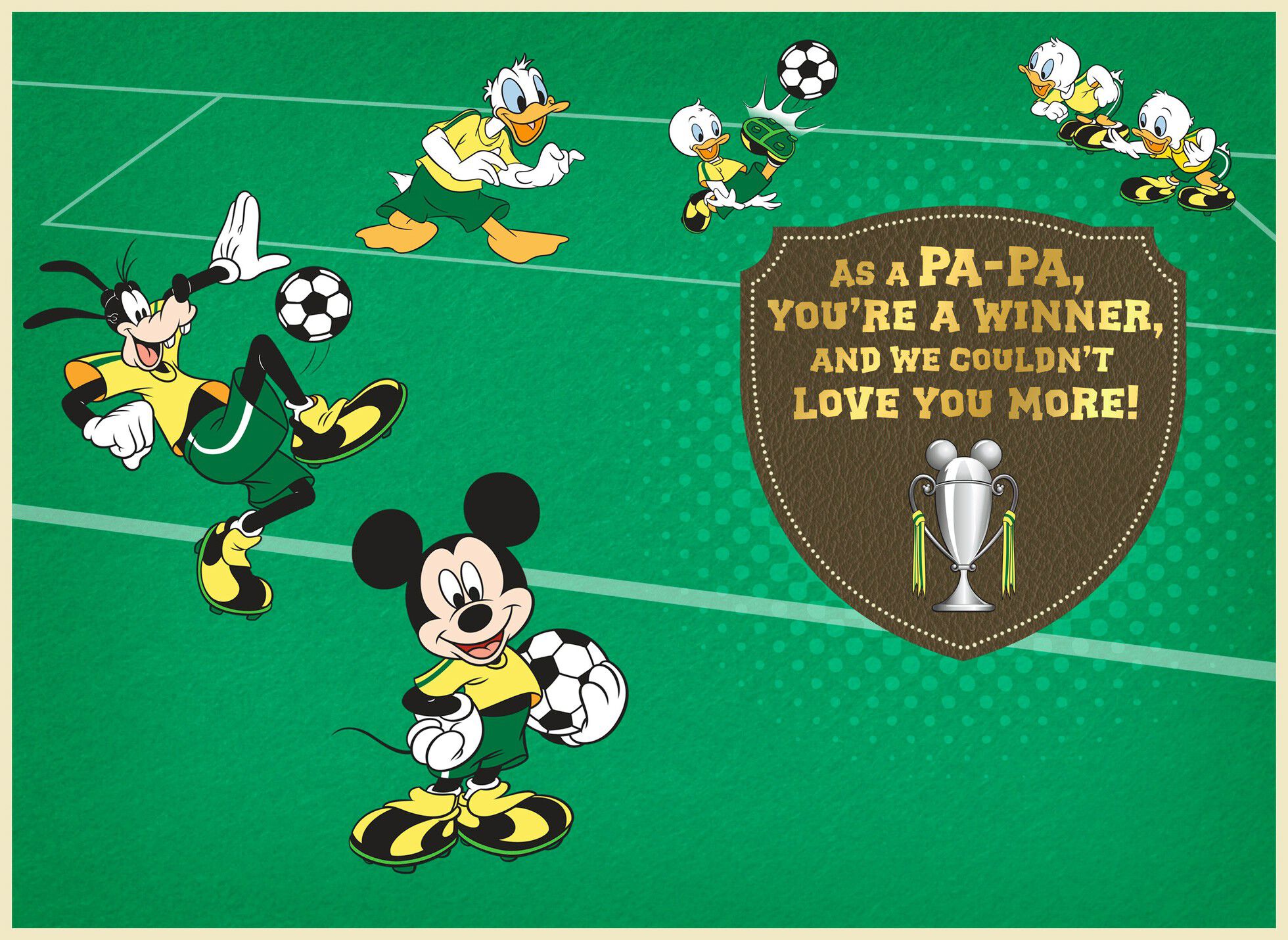 Mickey Mouse Soccer Field Father's Day Card from Grandchildren