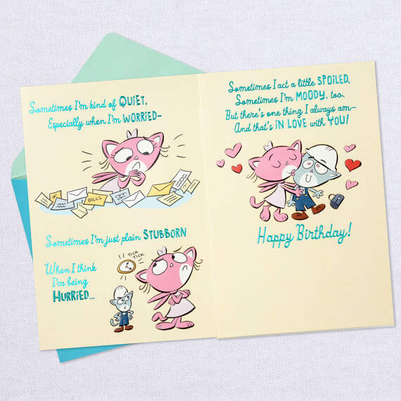 Cute Cat Couple Cartoon Birthday Card for Husband, , large image number 3