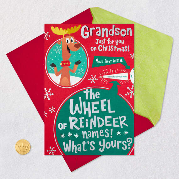 Interactive Reindeer Name Game Funny Christmas Card for Grandson, , large image number 5