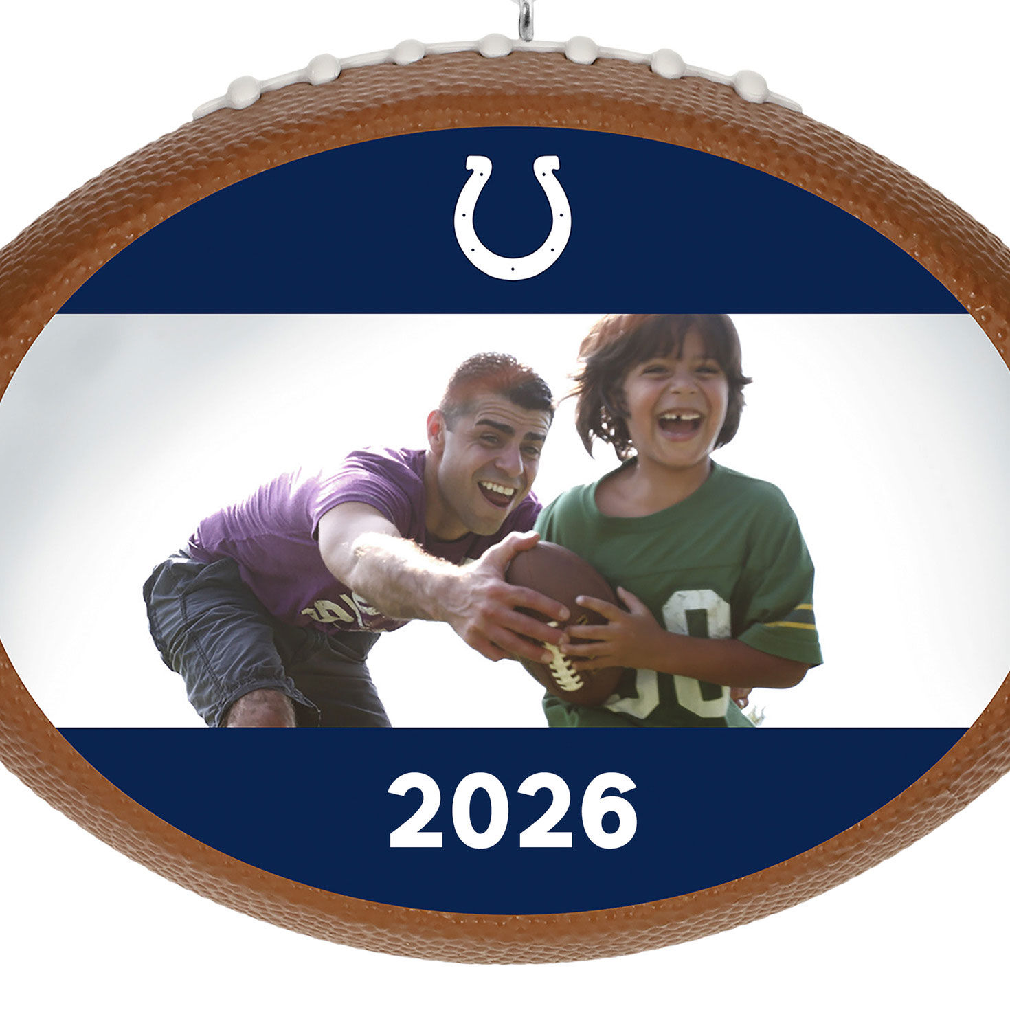 NFL Football Indianapolis Colts Text and Photo Personalized Ornament closeup view image number 5