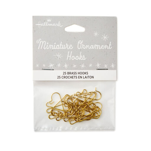 Mini Brass Ornament Hooks, Set of 25, 