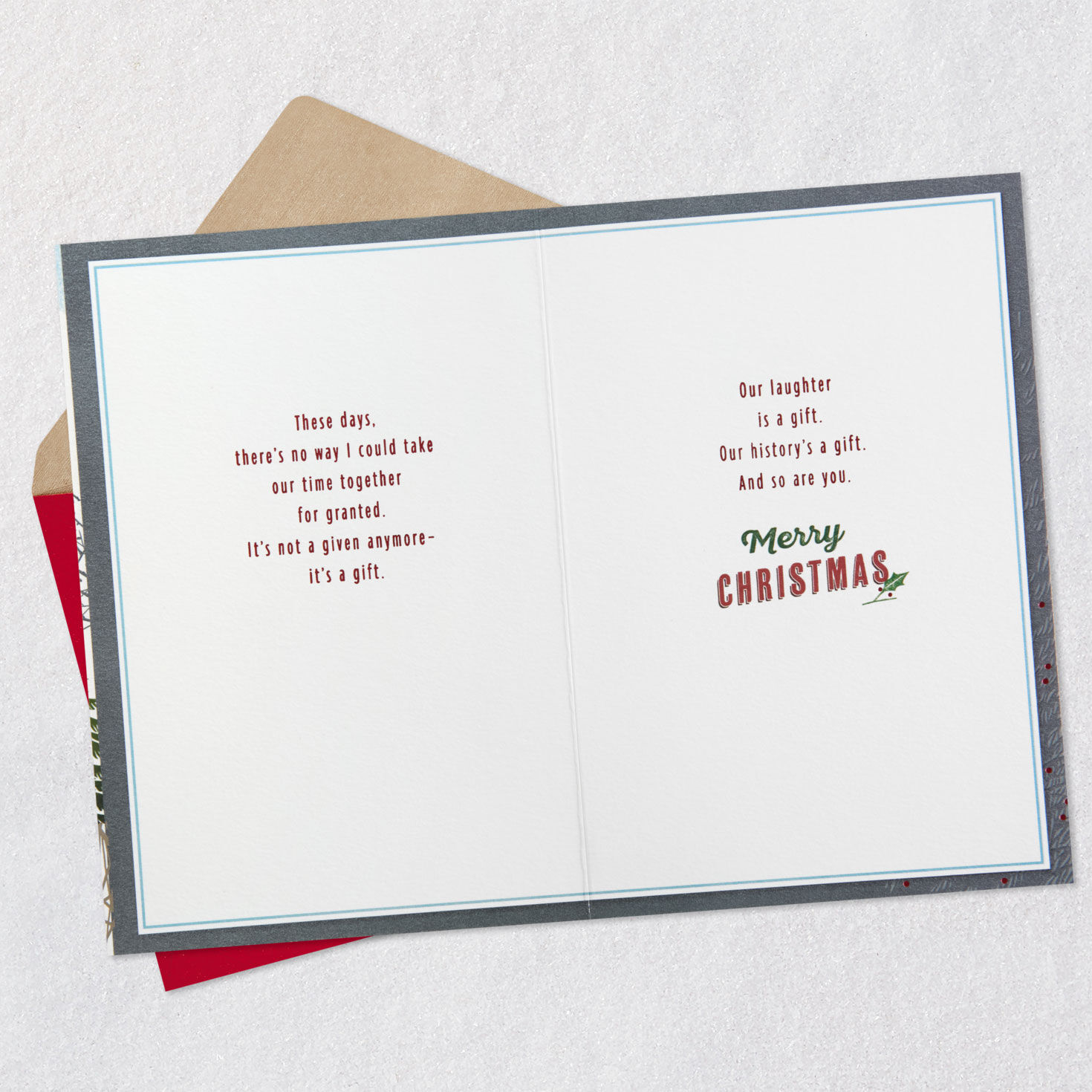 Cardinal and Cabin in Woods Brother Christmas Card Open card with envelope image number 4