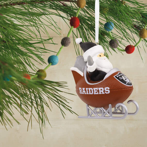 NFL Las Vegas Raiders Santa Football Sled Hallmark Ornament, , large image number 2