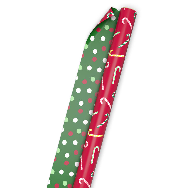 Candy Canes/Dots Christmas Reversible Gift Wrap  image number 5