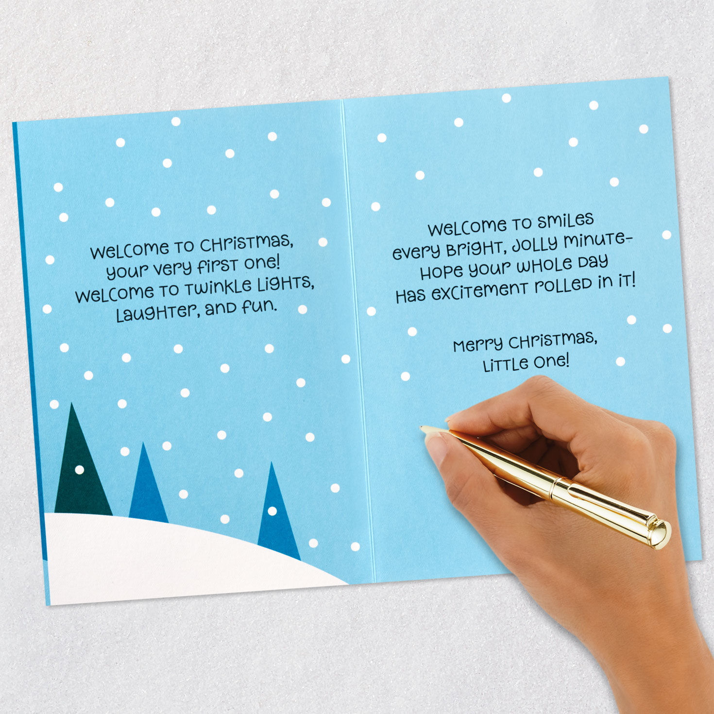 Cute White Deer in Scarf Baby's First Christmas Card for only USD 3.99 | Hallmark
