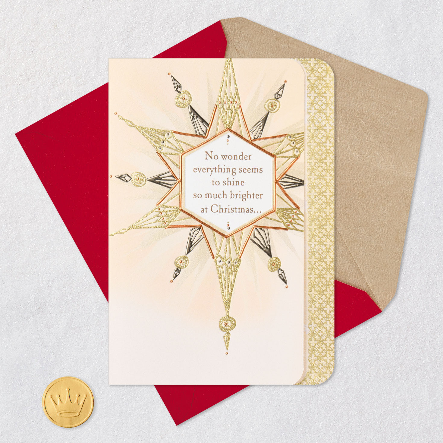 Gold and Silver Star Religious Christmas Card Card with envelope and Seal image number 6