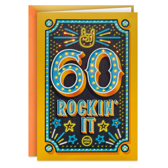 60 Rockin' It Musical 60th Birthday Card With Light