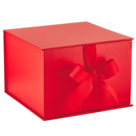 Red Large Gift Box With Shredded Paper Filler, , large