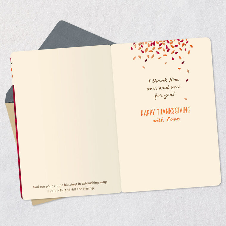 Couple on Park Bench Thanksgiving Card for Spouse Open card with envelope image number 4