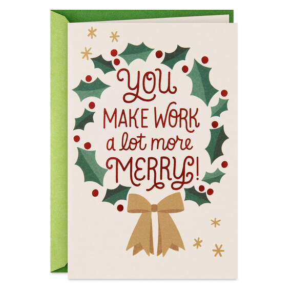 You Make Work a Lot More Merry Christmas Card for Coworker, , large image number 1