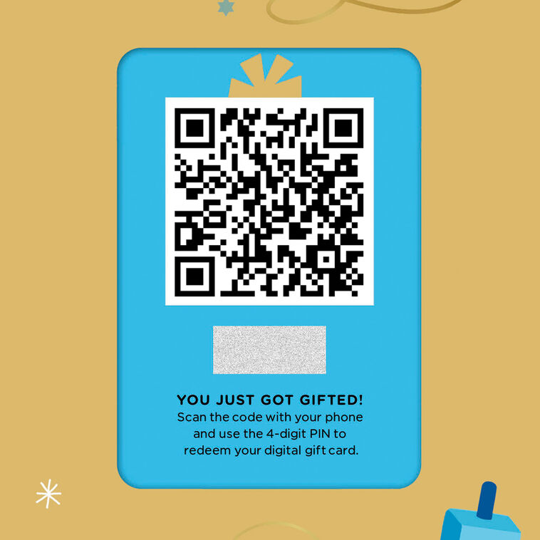 Menorah and Star of David Hanukkah Gift Card Greeting QR code image number 7