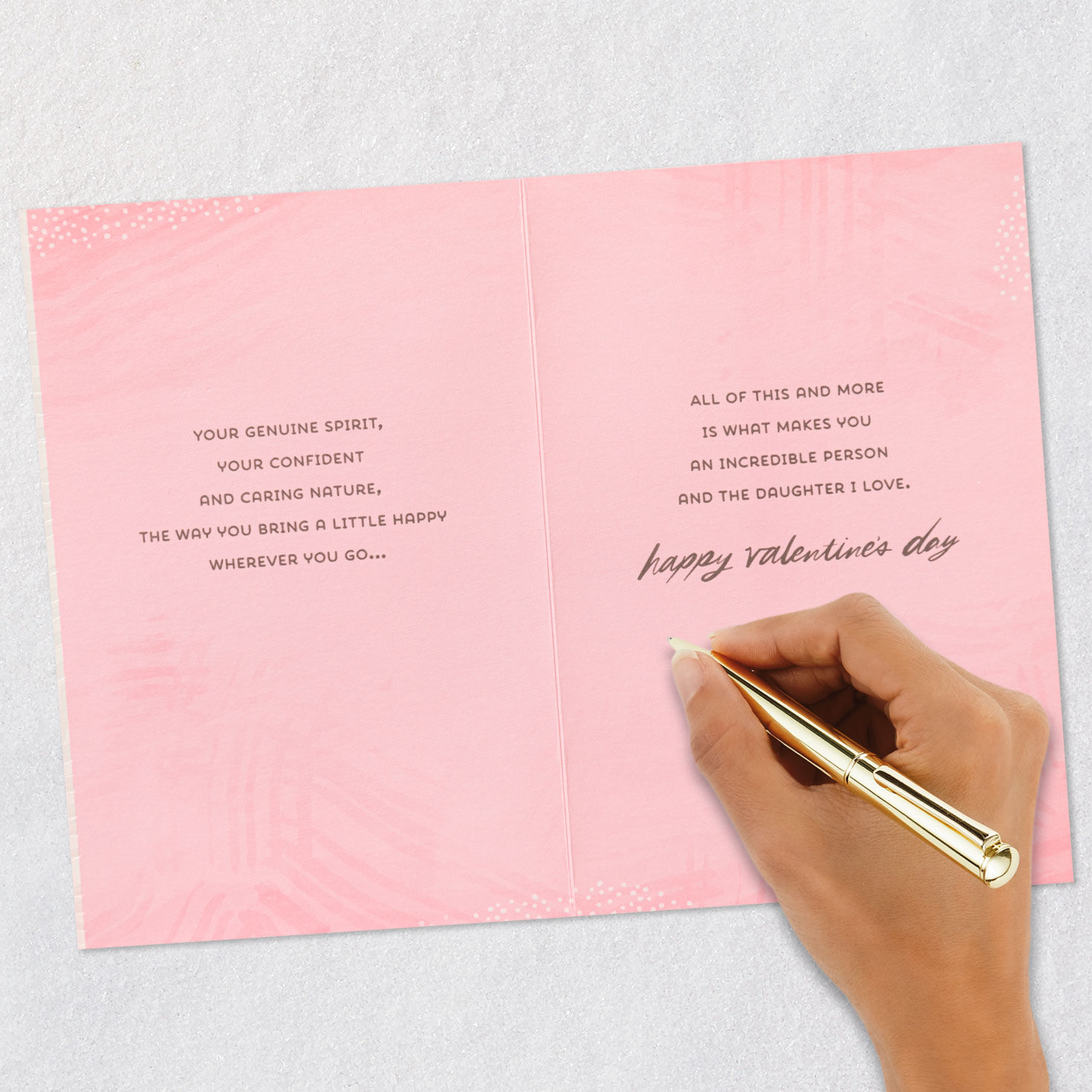 Sparkly Pink Heart Daughter Valentine's Day Card signing card image number 7