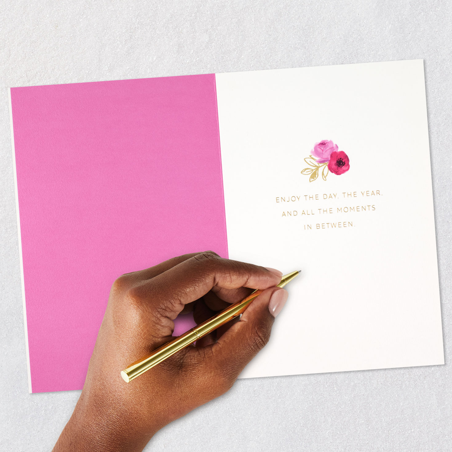 Pink and Red Painted Flowers Birthday Card Signing card image number 7